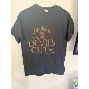 Jim Beam Devil's Cut 90 Proof Black Promo Graphic T-Shirt Size Medium